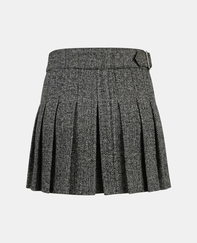Women Light Grey Tweed Kilt Back