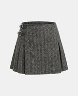 Women Light Grey Tweed Kilt Front