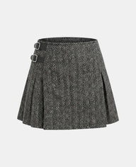 Women Light Grey Tweed Kilt Front