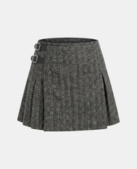 Women Light Grey Tweed Kilt Front