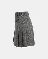 Women Light Grey Tweed Kilt Left Side