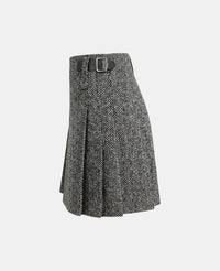 Women Light Grey Tweed Kilt Left Side