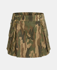Women Military Camo Utility Kilt Front