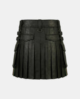 Women Red Pleats Rainbow Kilt Back