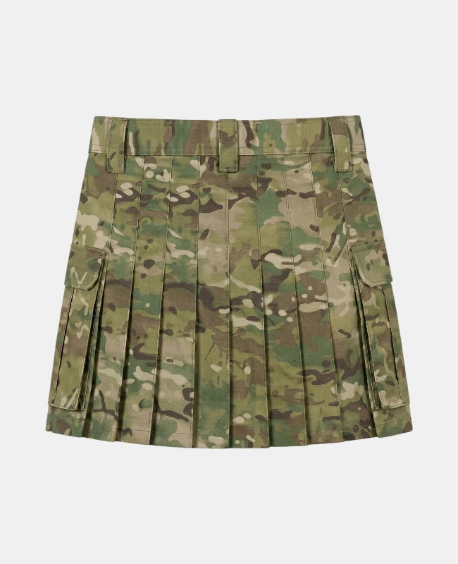 Women Scottish Camo Utility Kilt Back