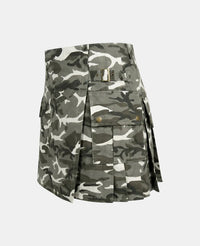 Women Urban Snow Camo Utility Kilt Left Side