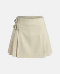 Women White Wool Kilt Front