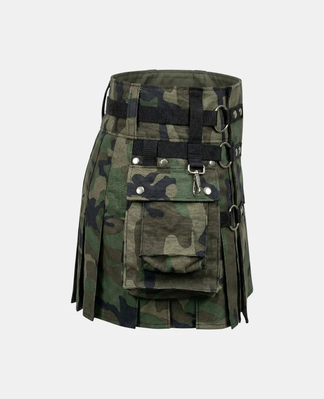 Women Woodland Camouflage Utility Kilt Right Side