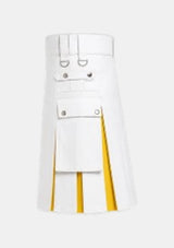 White & Yellow Hybrid Leather Utility Kilt